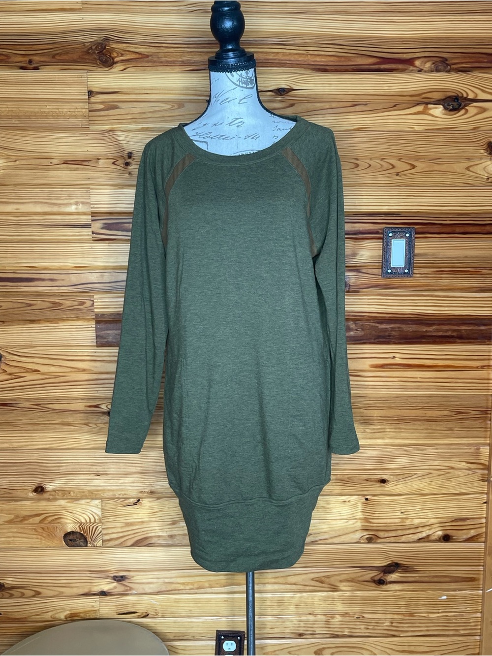Prana Olive Green Long Sleeve Tunic Dress
